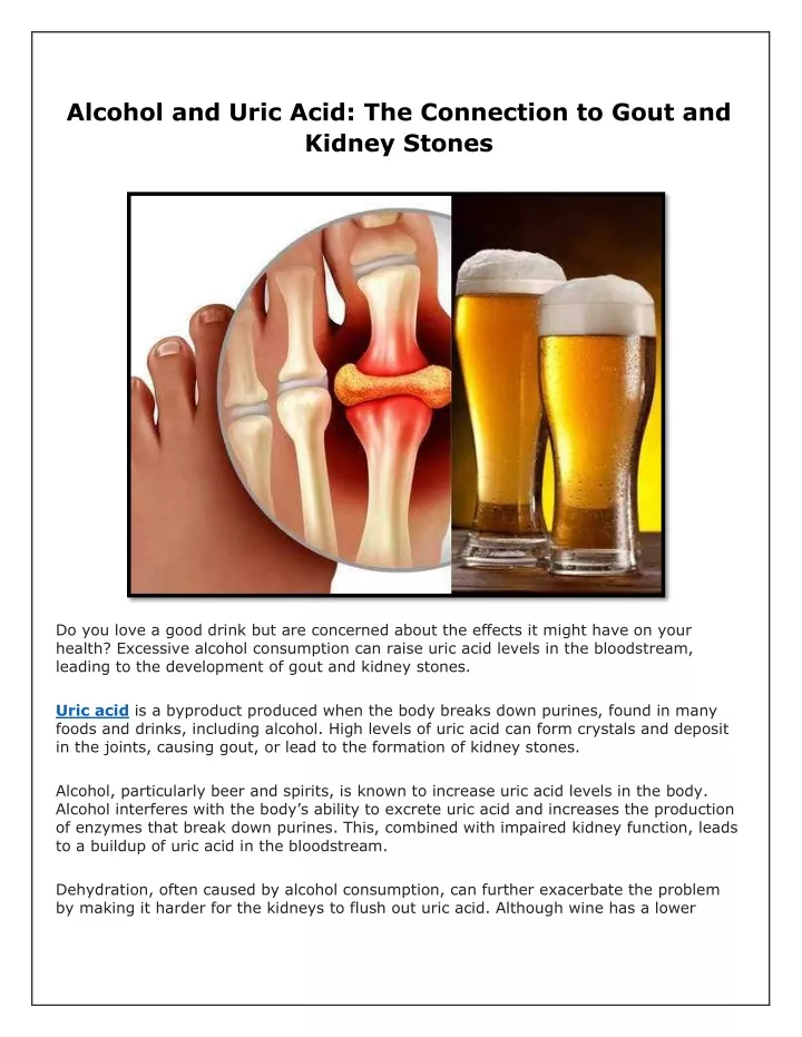 alcohol and uric acid the connection to gout