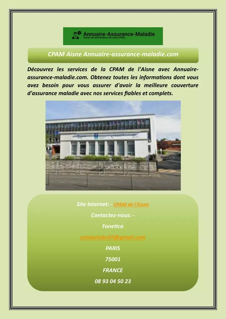 cpam aisne annuaire assurance maladie com