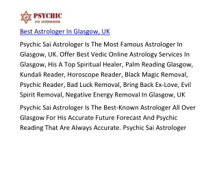 Best Astrologer In Glasgow
