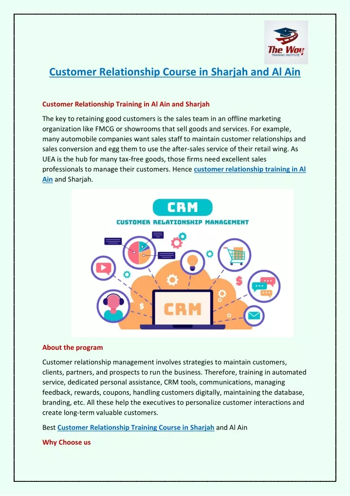 customer relationship course in sharjah and al ain