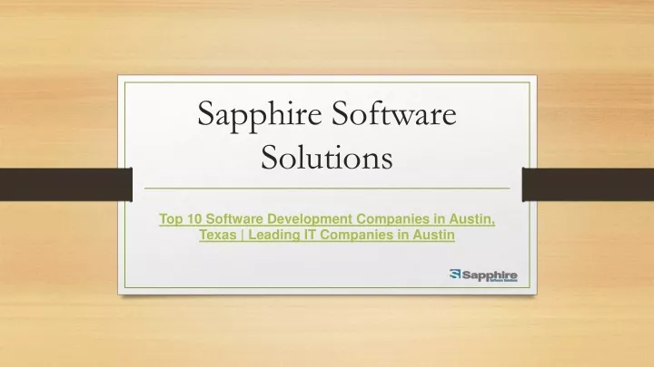 sapphire software solutions