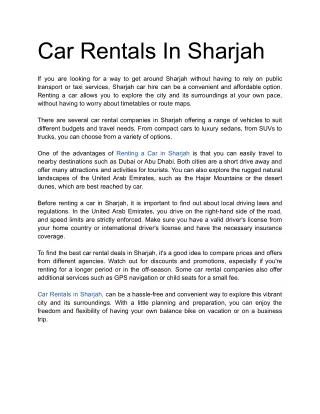 Car Rentals In Sharjah