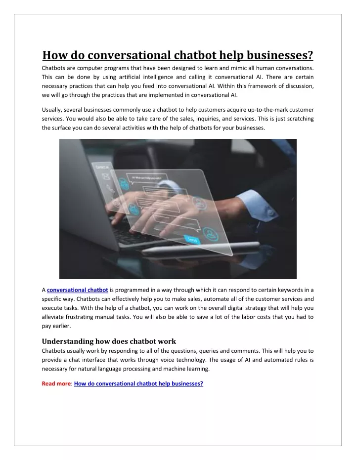 how do conversational chatbot help businesses