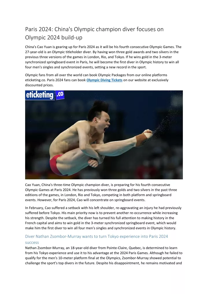 PPT Paris 2025 China's Olympic champion diver focuses on Olympic 2025