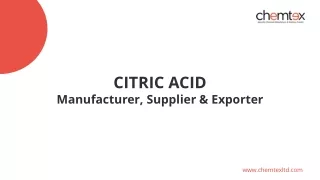 CITRIC ACID Manufacturer, Supplier & Exporter