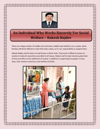 An Individual Who Works Sincerely For Social Welfare - Rakesh Rajdev