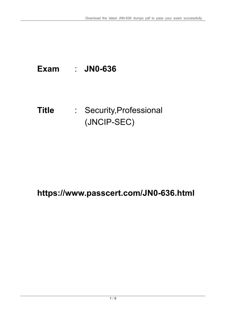 download the latest jn0 636 dumps pdf to pass