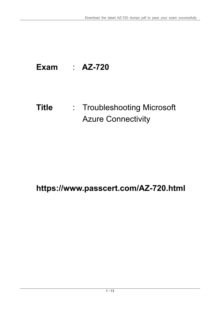 download the latest az 720 dumps pdf to pass your