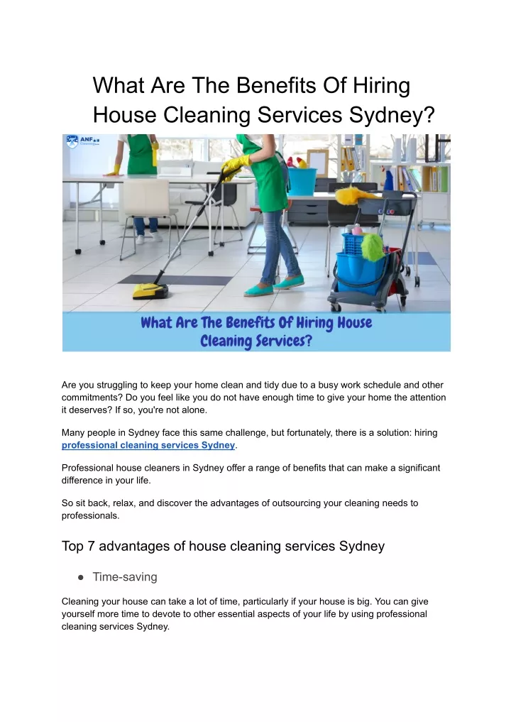 what are the benefits of hiring house cleaning