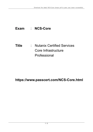 download the latest ncs core dumps pdf to pass