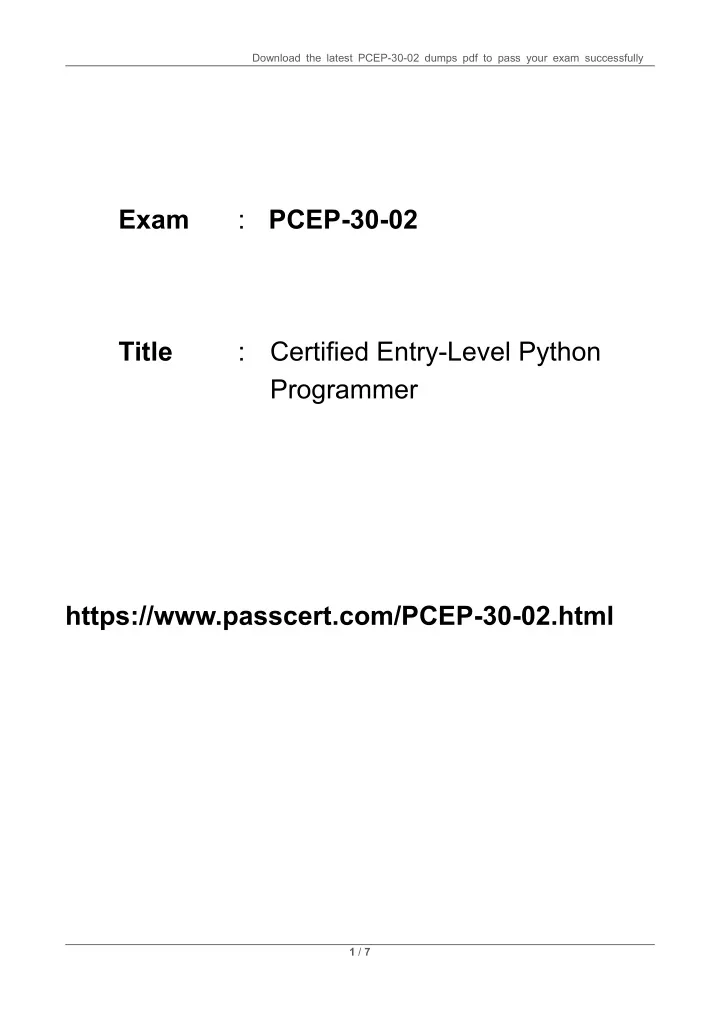 download the latest pcep 30 02 dumps pdf to pass
