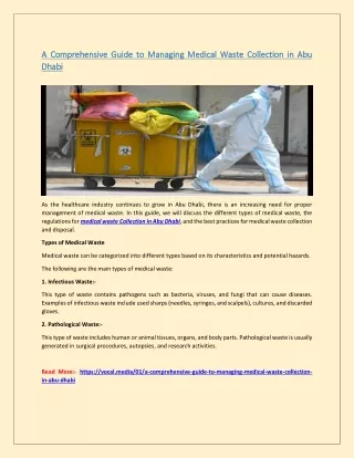 A Comprehensive Guide to Managing Medical Waste Collection in Abu Dhabi