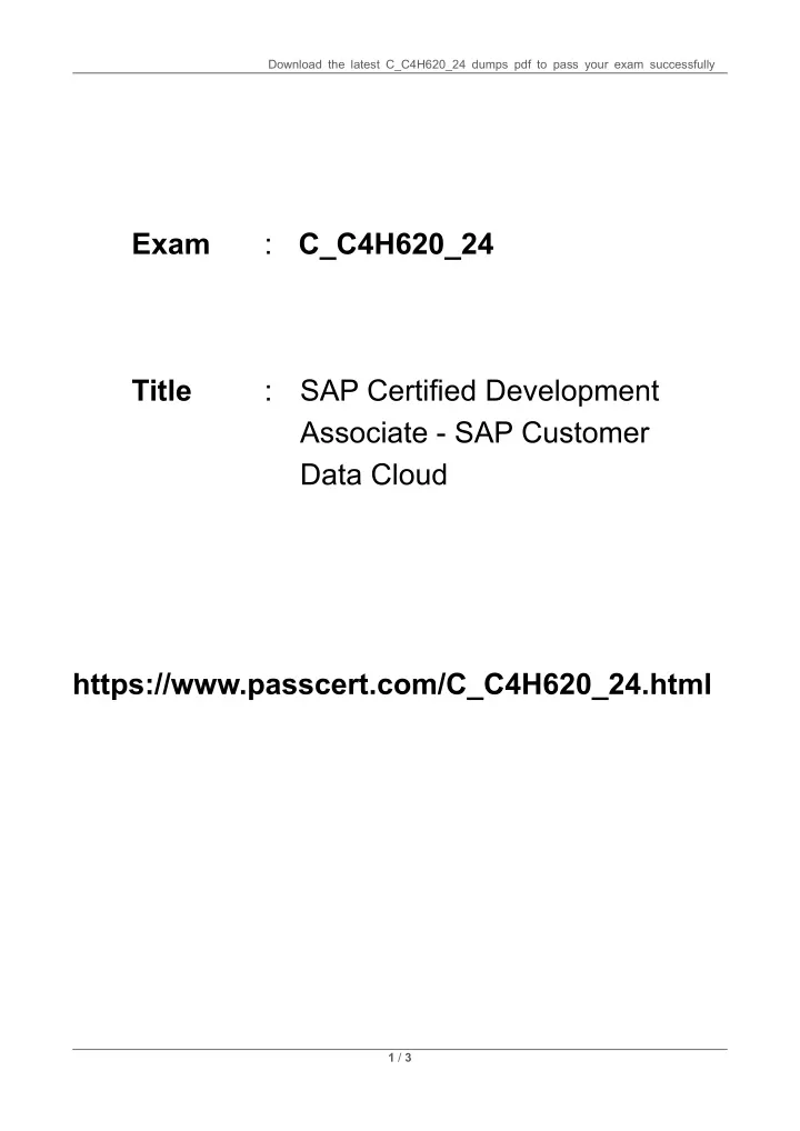 download the latest c c4h620 24 dumps pdf to pass