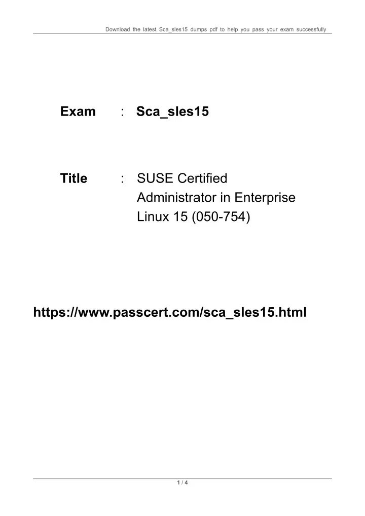 download the latest sca sles15 dumps pdf to help