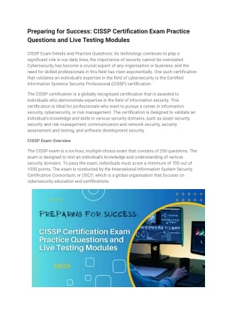 preparing for success cissp certification exam