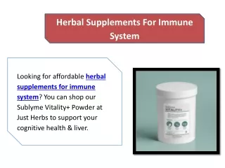 Herbal Supplements For Immune System