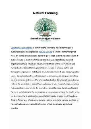 Natural Farming | Sanathana Organic Farms