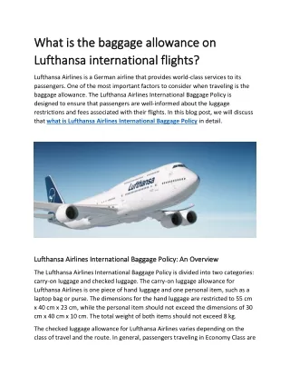 What is the baggage allowance on Lufthansa international flights