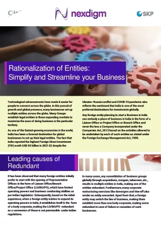 Rationalization of Entities Simplify and Streamline your Business | NexDigm