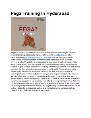 Pega Training In Hyderabad _ Thynk Beyond
