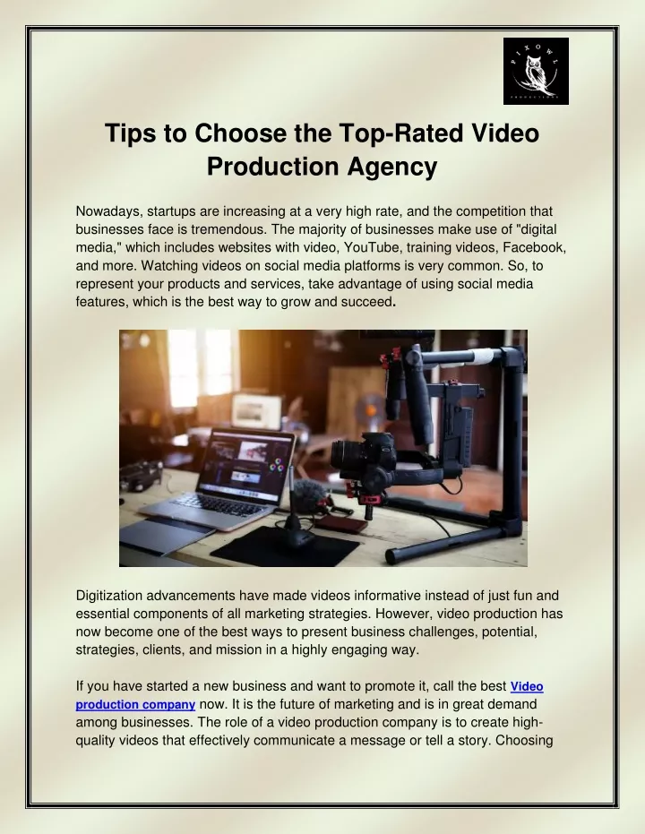 tips to choose the top rated video production