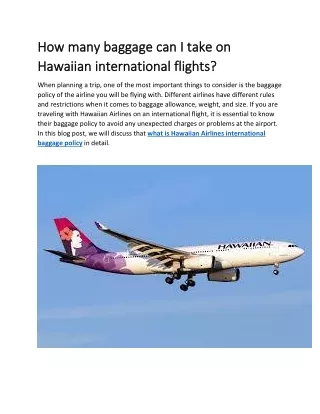 How many baggage can I take on Hawaiian international flights