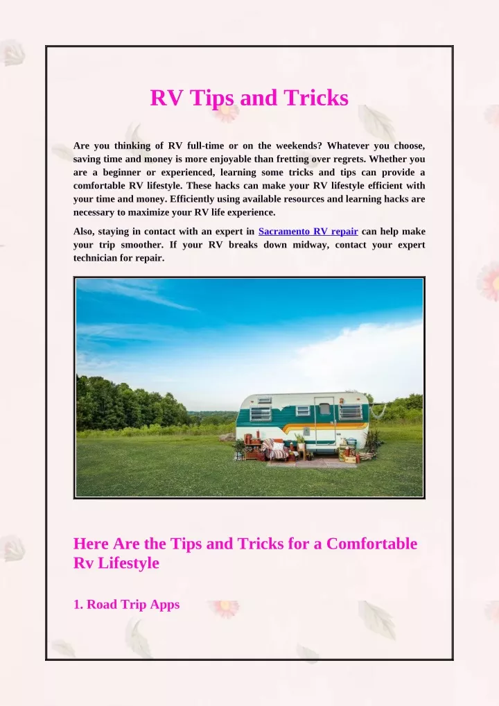 rv tips and tricks