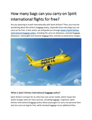 How many bags can you carry-on Spirit international flights for free