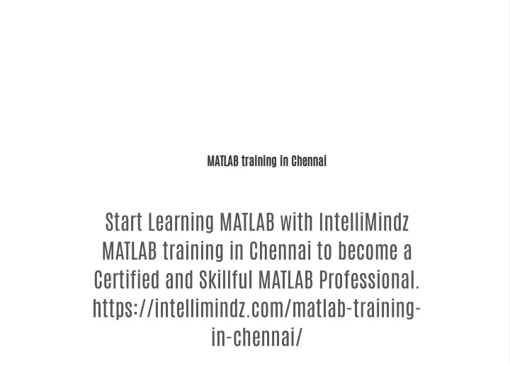 matlab training in chennai