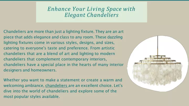 enhance your living space with elegant chandeliers