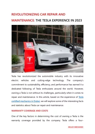 REVOLUTIONIZING CAR REPAIR AND MAINTENANCE - THE TESLA EXPERIENCE IN 2023