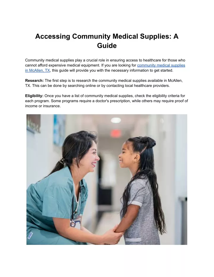 accessing community medical supplies a guide