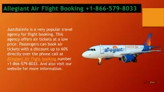 Allegiant Air Flight Booking Reservation Number  1-866-579-8033