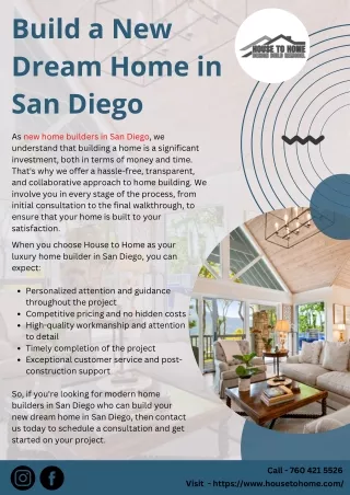 Build a New Dream Home in San Diego