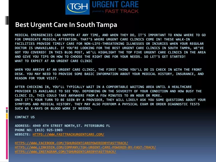 best urgent care in south tampa