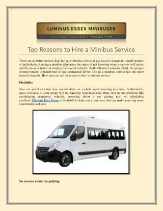 Top Reasons to Hire a Minibus Service