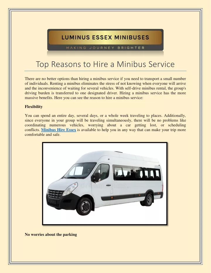 top reasons to hire a minibus service