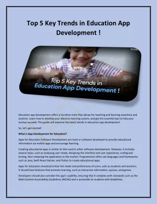 top 5 key trends in education app development