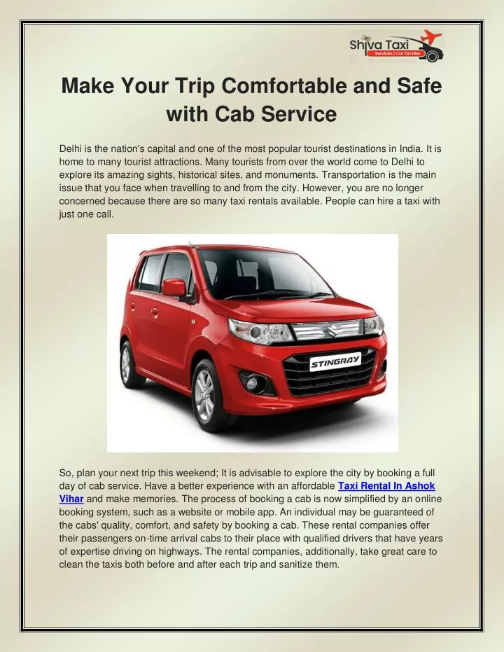 make your trip comfortable and safe with