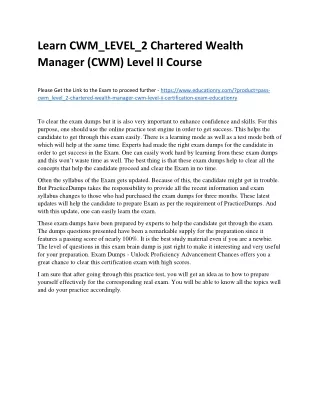 learn cwm level 2 chartered wealth manager
