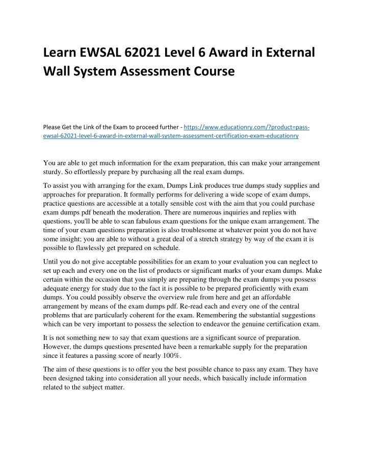 learn ewsal 62021 level 6 award in external wall