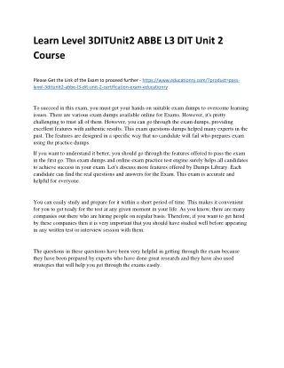 learn level 3ditunit2 abbe l3 dit unit 2 course