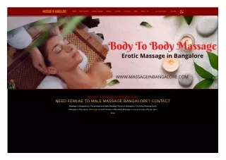 Female To Male Body To Body Massage Massage in Bangalore