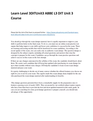 learn level 3ditunit3 abbe l3 dit unit 3 course