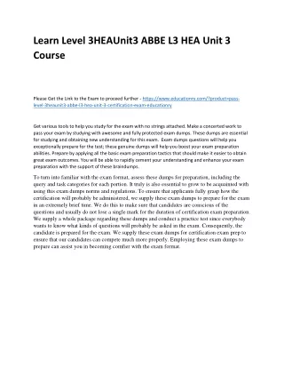 learn level 3heaunit3 abbe l3 hea unit 3 course