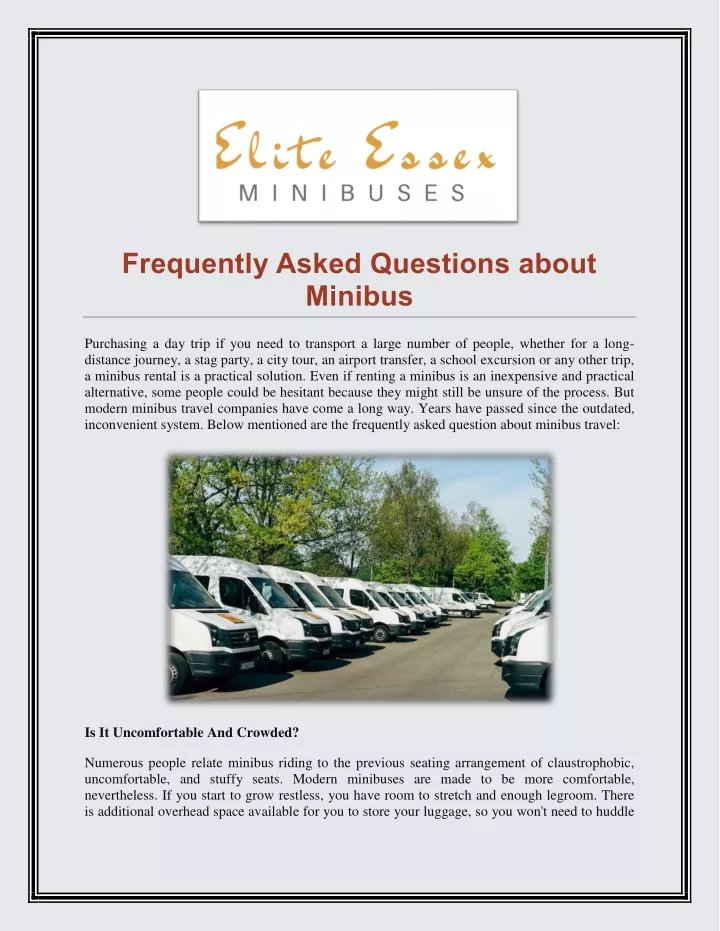 frequently asked questions about minibus