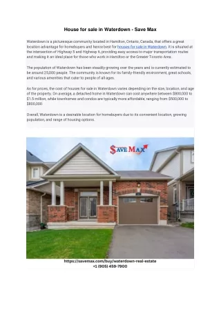house for sale in waterdown save max waterdown
