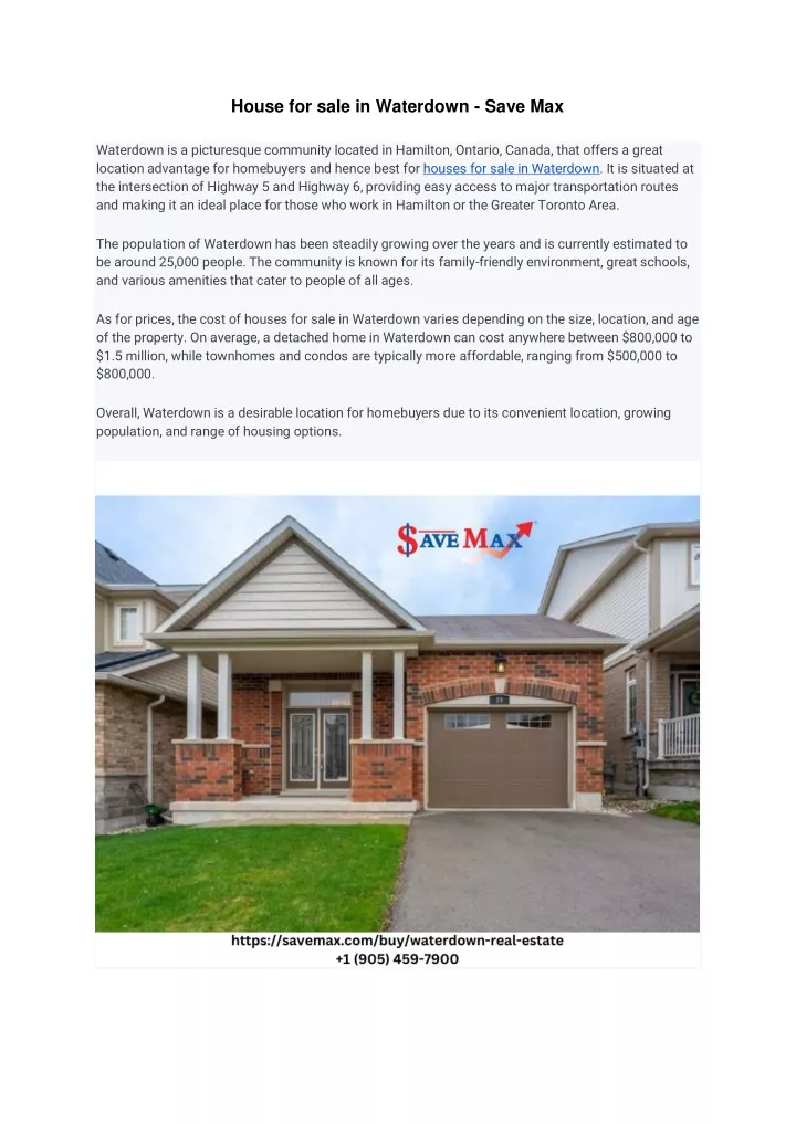 house for sale in waterdown save max waterdown