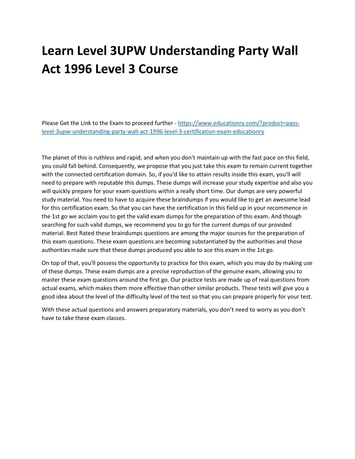 learn level 3upw understanding party wall