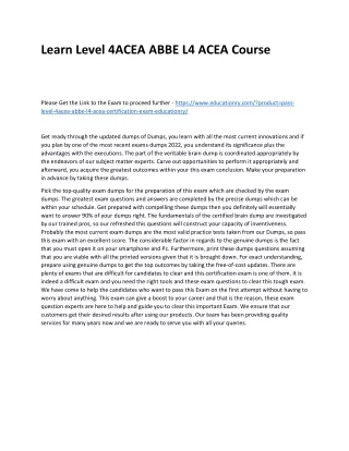 learn level 4acea abbe l4 acea course